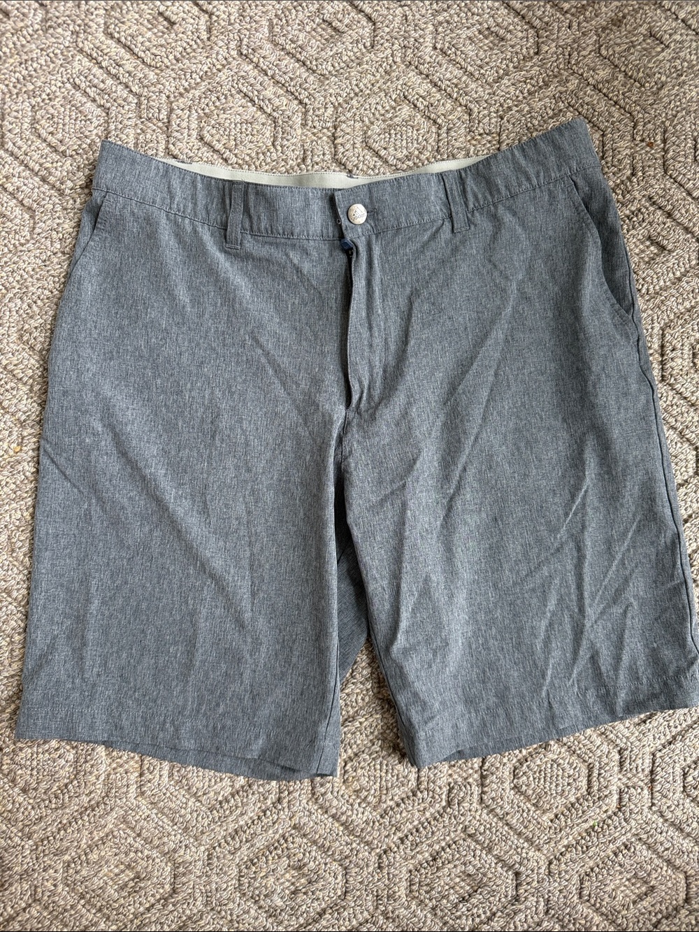 adidas Men's Heather Blue/Grey Flat-Front Shorts
